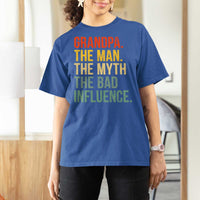 Funny Grandpa T Shirt For Women Retro Man Myth Bad Influence Best Funny Fathers Day - Wonder Print Shop