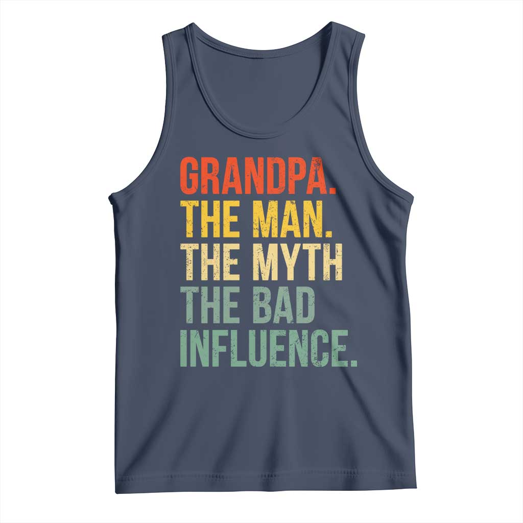 Funny Grandpa Tank Top Retro Man Myth Bad Influence Best Funny Fathers Day - Wonder Print Shop