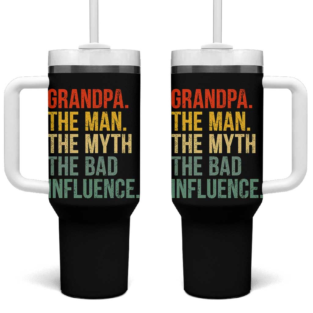 Funny Grandpa Tumbler With Handle Retro Man Myth Bad Influence Best Funny Fathers Day - Wonder Print Shop
