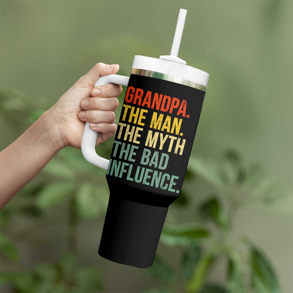 Funny Grandpa Tumbler With Handle Retro Man Myth Bad Influence Best Funny Fathers Day - Wonder Print Shop