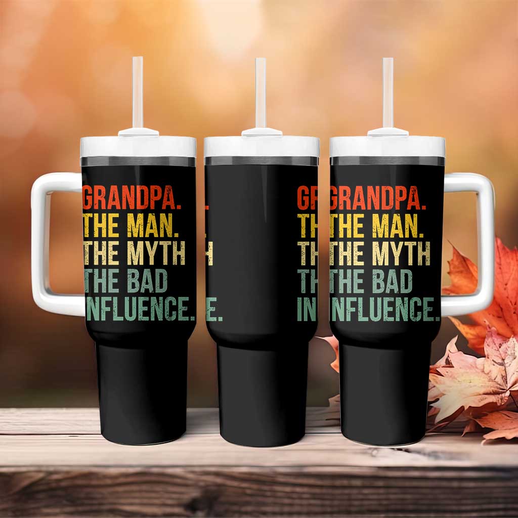 Funny Grandpa Tumbler With Handle Retro Man Myth Bad Influence Best Funny Fathers Day - Wonder Print Shop