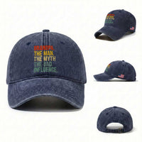 Funny Grandpa Washed Cotton Baseball Cap Retro Man Myth Bad Influence Best Funny Fathers Day