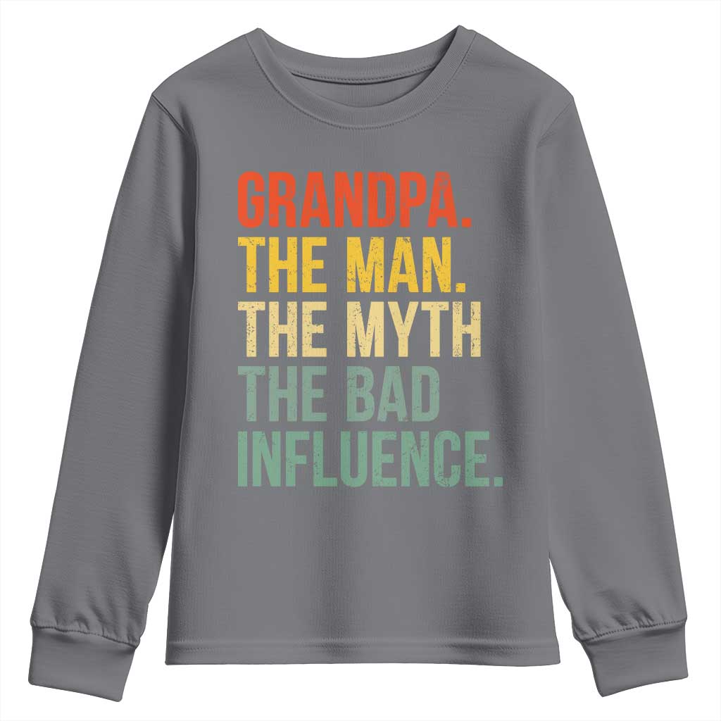 Funny Grandpa Youth Sweatshirt Retro Man Myth Bad Influence Best Funny Fathers Day - Wonder Print Shop