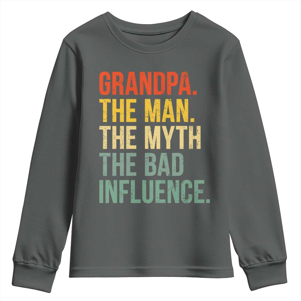 Funny Grandpa Youth Sweatshirt Retro Man Myth Bad Influence Best Funny Fathers Day - Wonder Print Shop