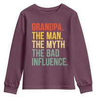 Funny Grandpa Youth Sweatshirt Retro Man Myth Bad Influence Best Funny Fathers Day - Wonder Print Shop