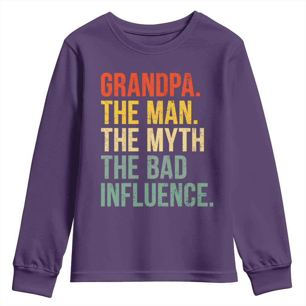 Funny Grandpa Youth Sweatshirt Retro Man Myth Bad Influence Best Funny Fathers Day - Wonder Print Shop