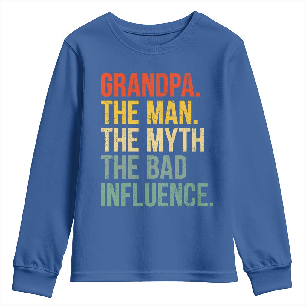 Funny Grandpa Youth Sweatshirt Retro Man Myth Bad Influence Best Funny Fathers Day - Wonder Print Shop