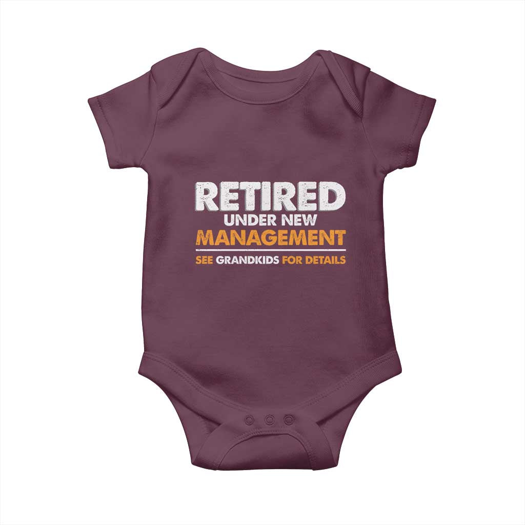 Funny Retirement Baby Onesie Retired Under New Management See Grandkids For Details - Wonder Print Shop