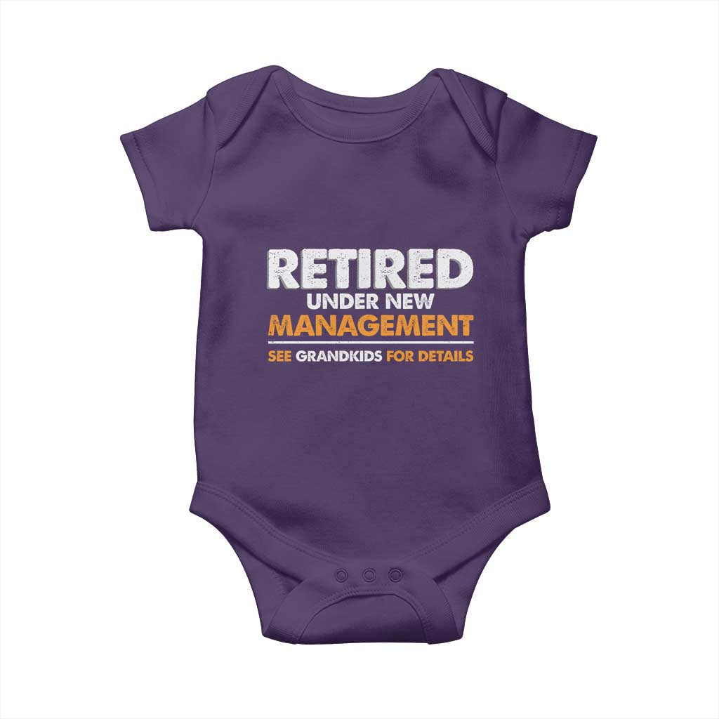 Funny Retirement Baby Onesie Retired Under New Management See Grandkids For Details - Wonder Print Shop