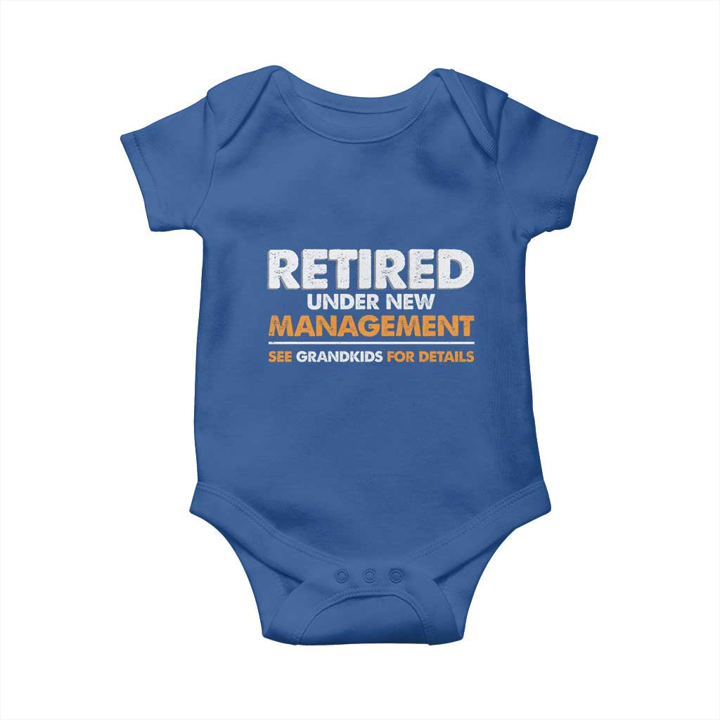 Funny Retirement Baby Onesie Retired Under New Management See Grandkids For Details - Wonder Print Shop