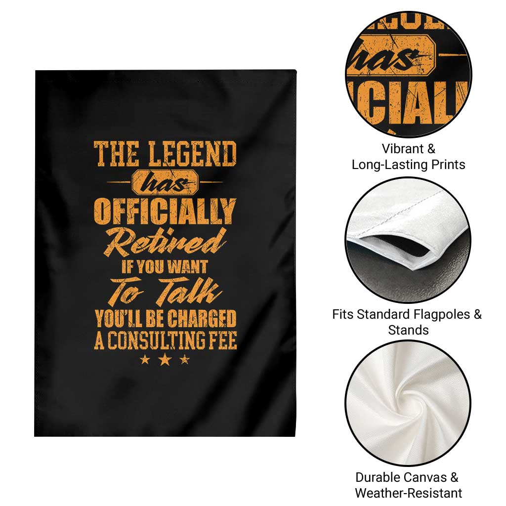 The Legend Has Retired Garden Flag Funny Retirement Party Gag Gift