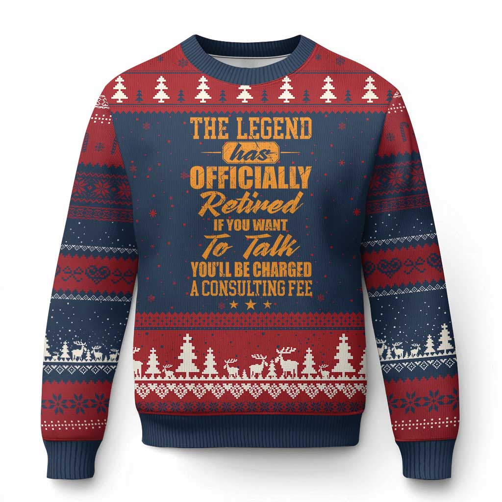 The Legend Has Retired Ugly Christmas Sweater Funny Retirement Party Gag Gift