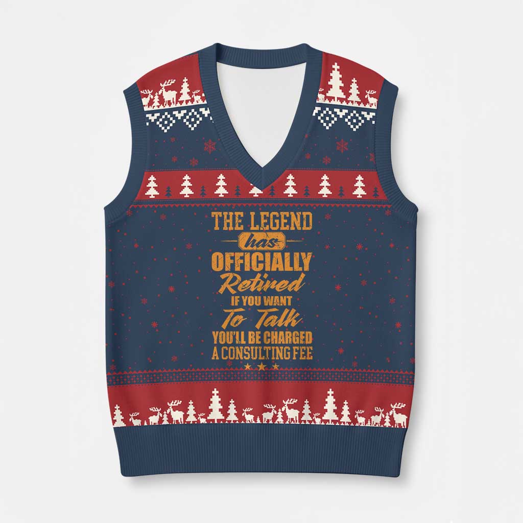 The Legend Has Retired V-Neck Knit Sweater Vest Funny Retirement Party Gag Gift