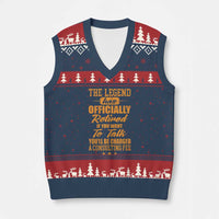 The Legend Has Retired V-Neck Knit Sweater Vest Funny Retirement Party Gag Gift