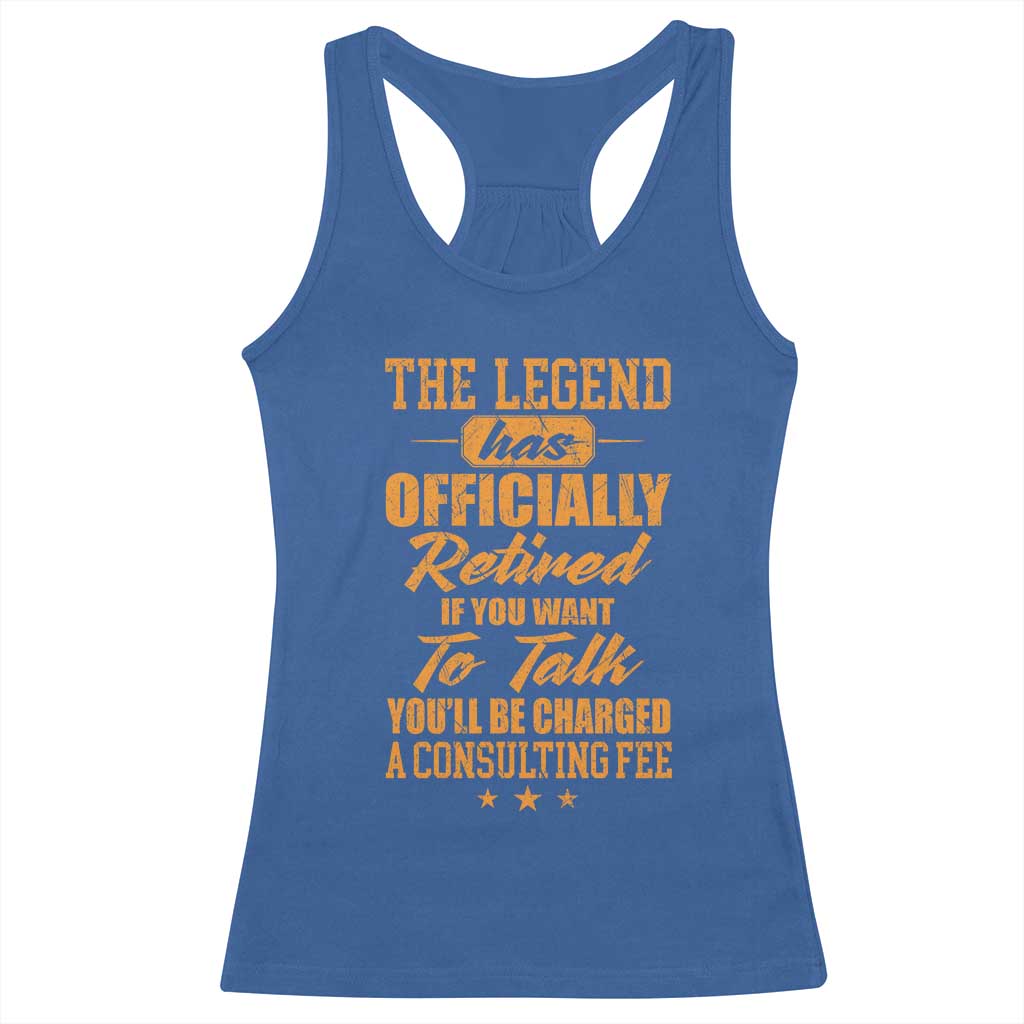 The Legend Has Retired Racerback Tank Top Funny Retirement Party Gag Gift