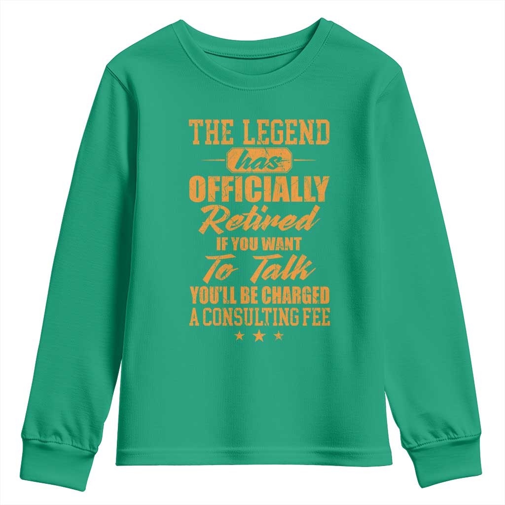 The Legend Has Retired Youth Sweatshirt Funny Retirement Party Gag Gift