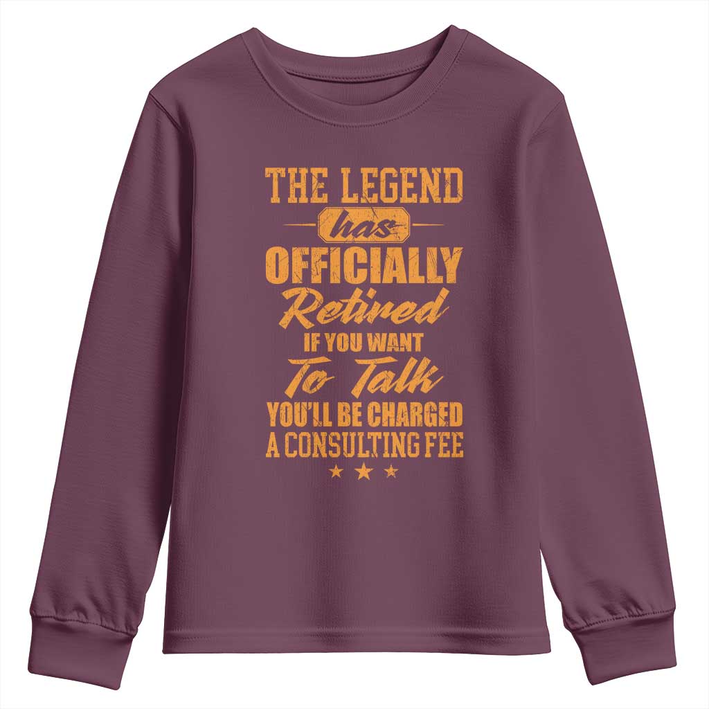 The Legend Has Retired Youth Sweatshirt Funny Retirement Party Gag Gift