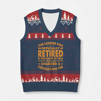 Funny Retirement V-Neck Knit Sweater Vest Funny The Legend Has Retired - Wonder Print Shop