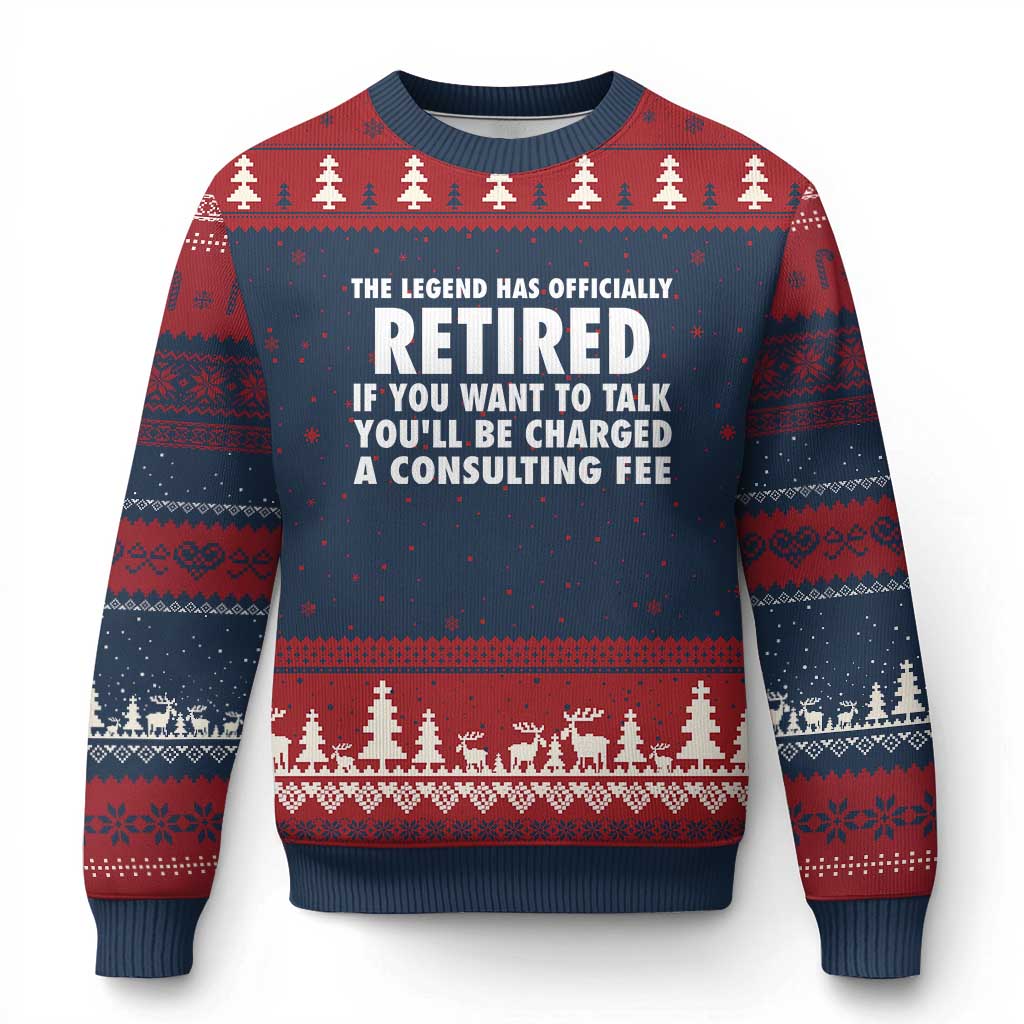 Funny Retirement Ugly Christmas Sweater Funny The Legend Has Retired Grandpa Dad Humor - Wonder Print Shop