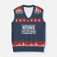 Funny Retirement V-Neck Knit Sweater Vest Funny The Legend Has Retired Grandpa Dad Humor - Wonder Print Shop