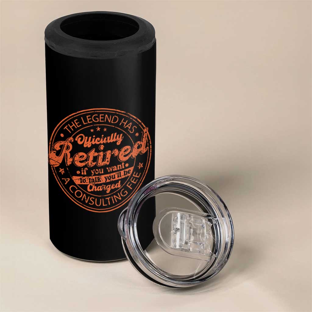 The Legend Has Retired 4 in 1 Can Cooler Tumbler Retro Funny Retirement Gift Dad Humor