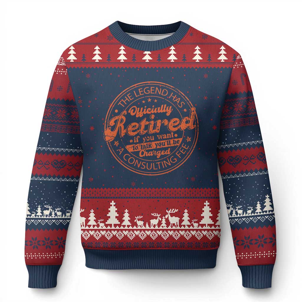 The Legend Has Retired Ugly Christmas Sweater Retro Funny Retirement Gift Dad Humor