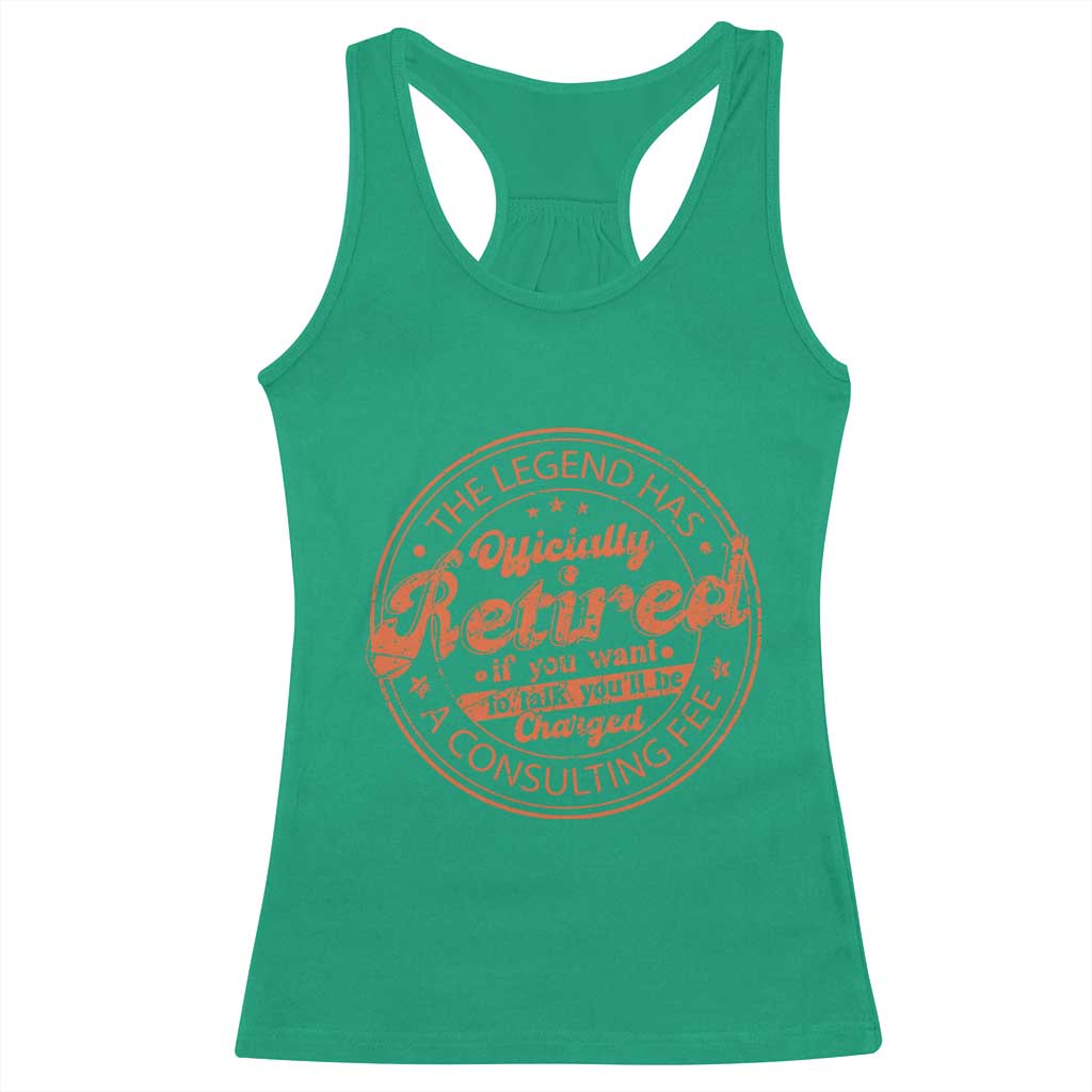 The Legend Has Retired Racerback Tank Top Retro Funny Retirement Gift Dad Humor
