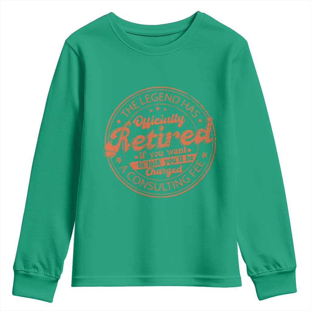 The Legend Has Retired Youth Sweatshirt Retro Funny Retirement Gift Dad Humor