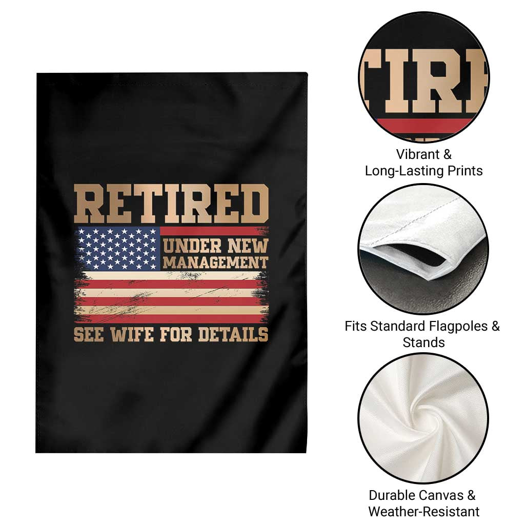 Funny Retirement Garden Flag See Wife For Details Husband Dad Grandpa Humor US Flag