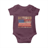 Funny Retirement Baby Onesie See Wife For Details Husband Dad Grandpa Humor US Flag
