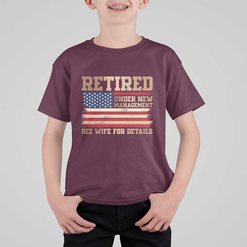 Funny Retirement T Shirt For Kid See Wife For Details Husband Dad Grandpa Humor US Flag