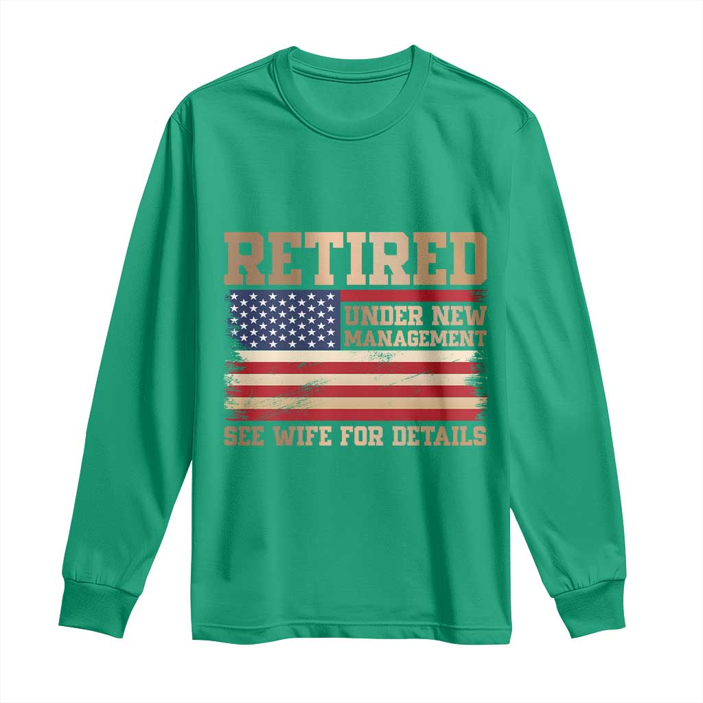Funny Retirement Long Sleeve Shirt See Wife For Details Husband Dad Grandpa Humor US Flag