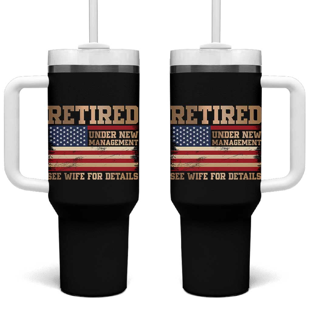 Funny Retirement Tumbler With Handle See Wife For Details Husband Dad Grandpa Humor US Flag