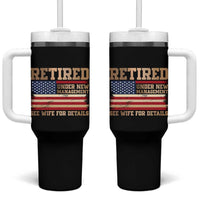 Funny Retirement Tumbler With Handle See Wife For Details Husband Dad Grandpa Humor US Flag