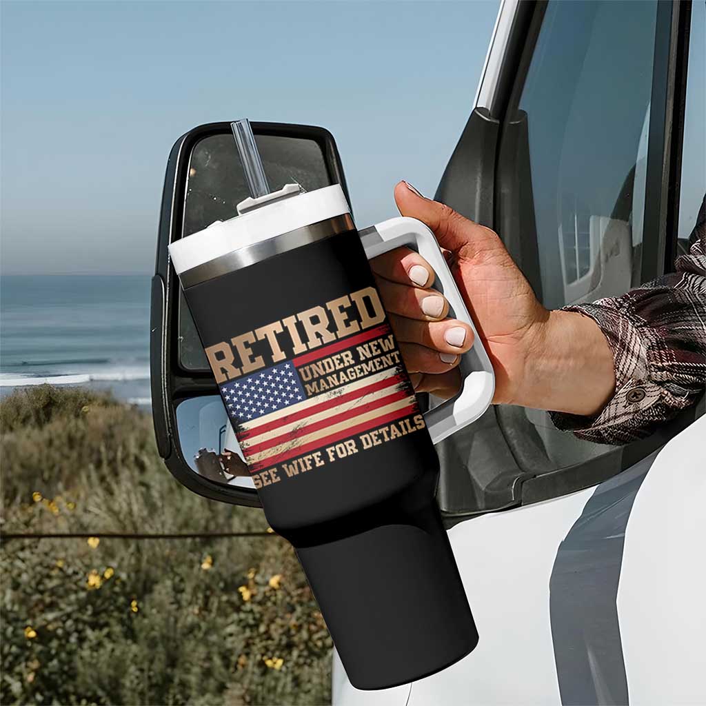 Funny Retirement Tumbler With Handle See Wife For Details Husband Dad Grandpa Humor US Flag