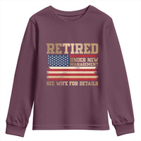 Funny Retirement Youth Sweatshirt See Wife For Details Husband Dad Grandpa Humor US Flag