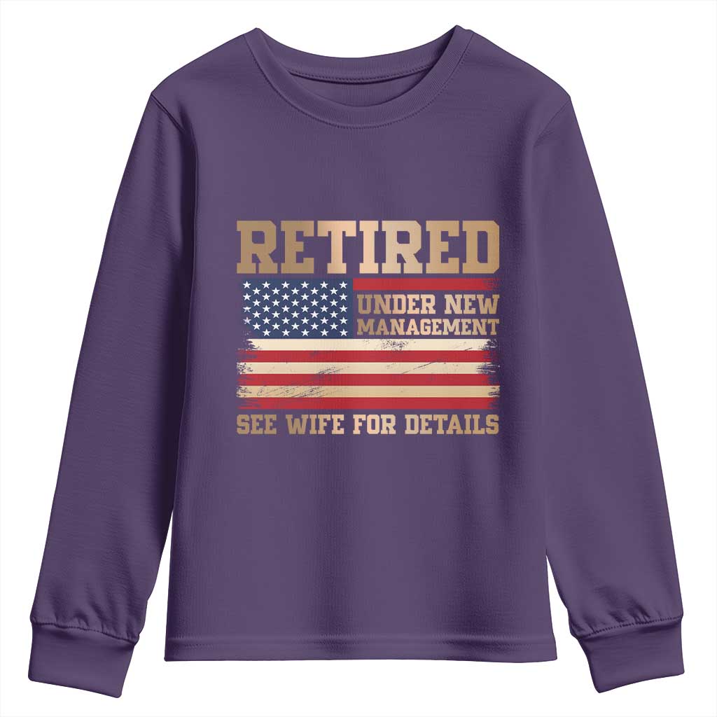 Funny Retirement Youth Sweatshirt See Wife For Details Husband Dad Grandpa Humor US Flag