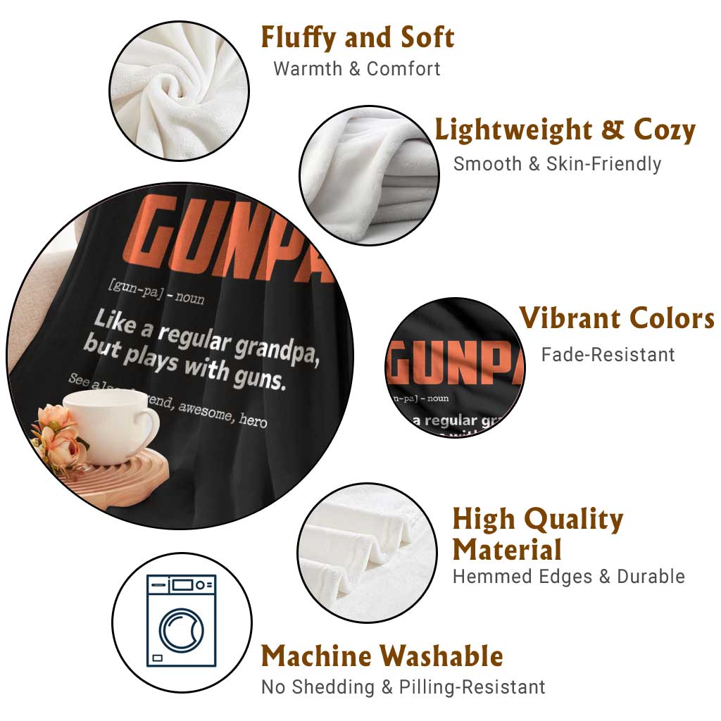 Funny Gunpa Throw Blanket Gun Lover Grandpa Pro Gun Enthusiast - Wonder Print Shop