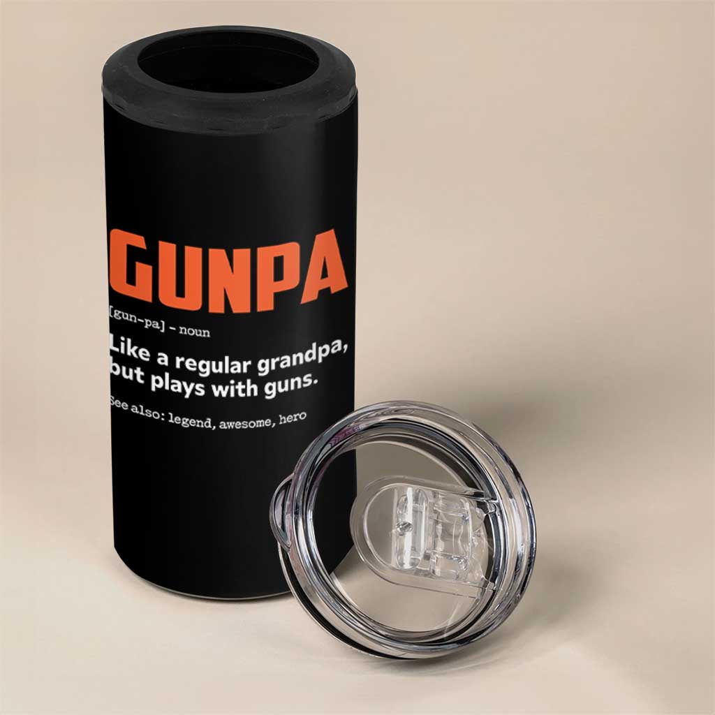 Funny Gunpa 4 in 1 Can Cooler Tumbler Gun Lover Grandpa Pro Gun Enthusiast - Wonder Print Shop