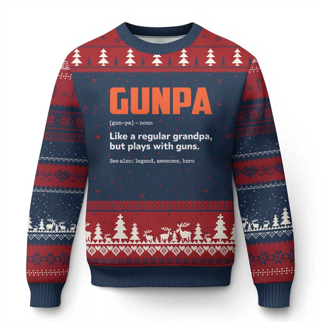 Funny Gunpa Ugly Christmas Sweater Gun Lover Grandpa Pro Gun Enthusiast - Wonder Print Shop