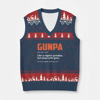 Funny Gunpa V-Neck Knit Sweater Vest Gun Lover Grandpa Pro Gun Enthusiast - Wonder Print Shop
