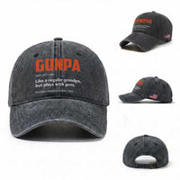 Funny Gunpa Washed Cotton Baseball Cap Gun Lover Grandpa Pro Gun Enthusiast