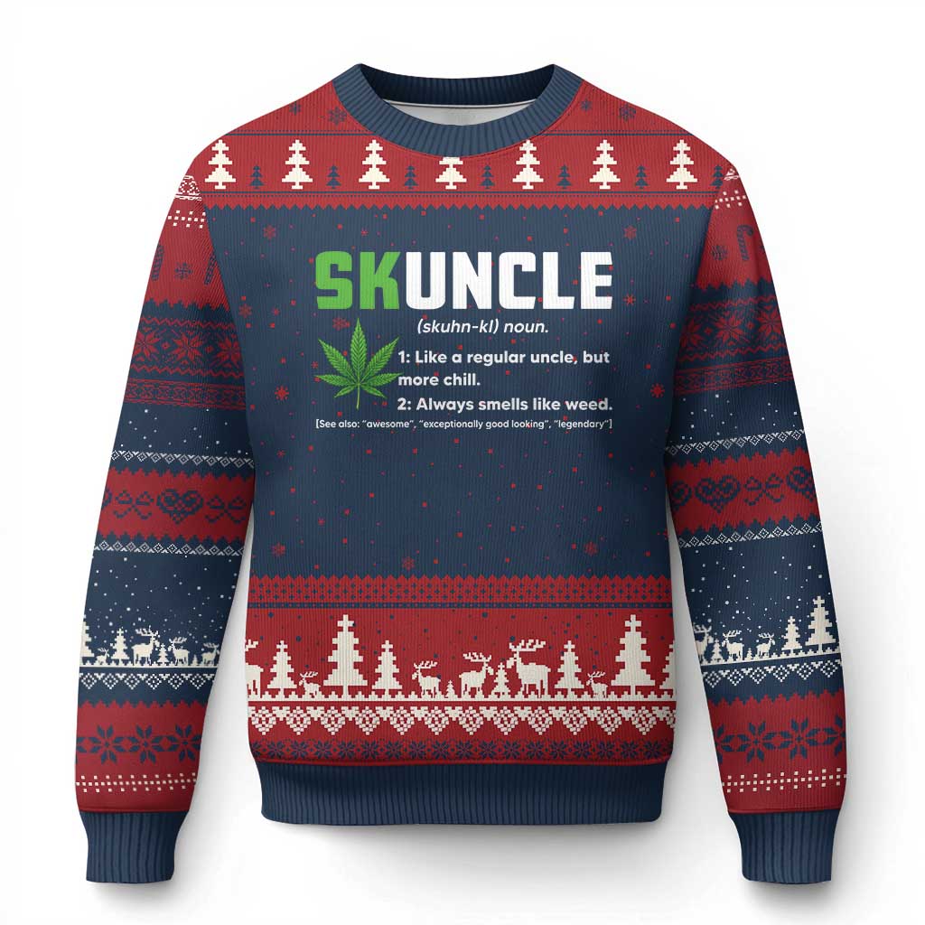 Funny Uncle Weed Smoker Ugly Christmas Sweater Skuncle Definition Funny Weed Pot Cannabis Marijuana