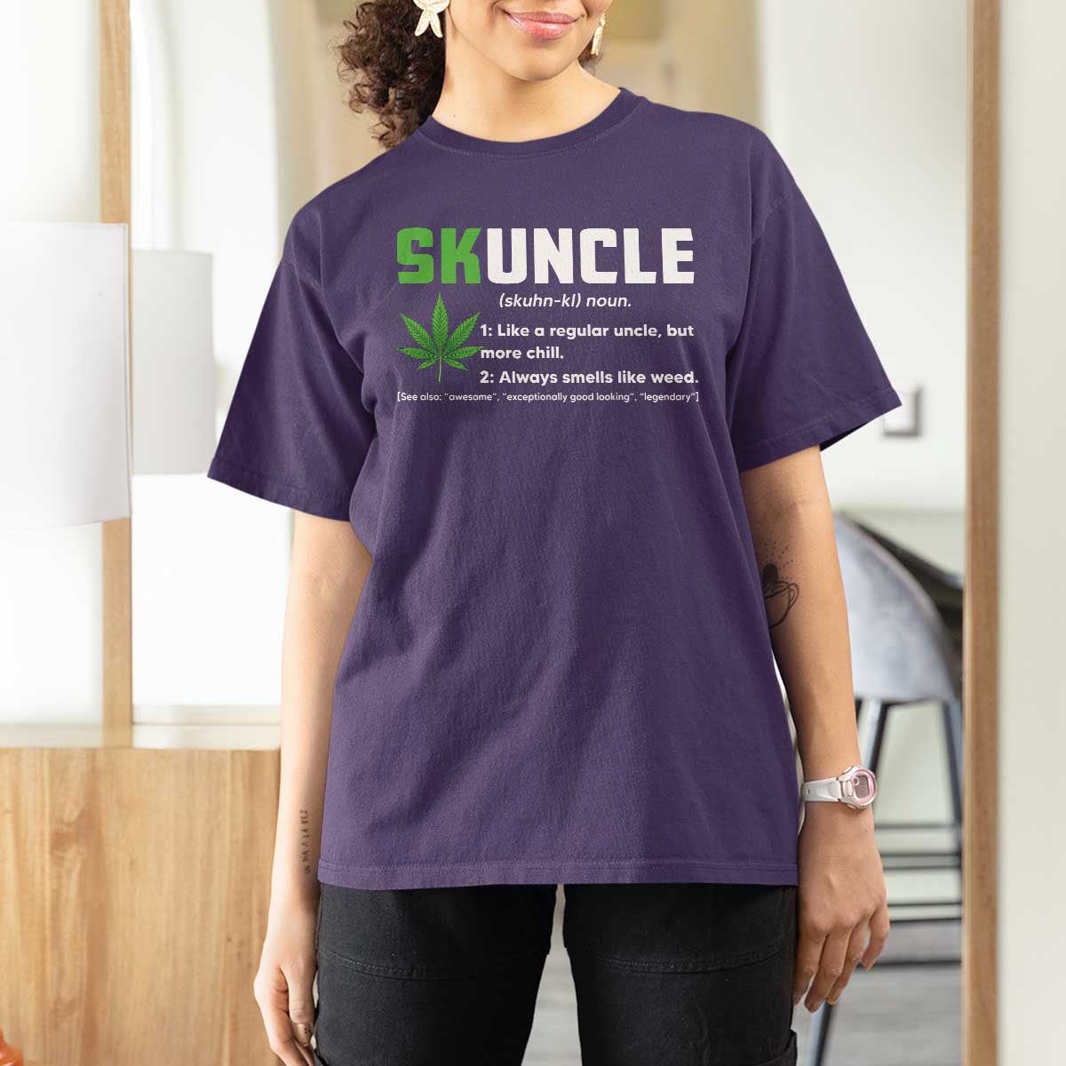 Funny Uncle Weed Smoker T Shirt For Women Skuncle Definition Funny Weed Pot Cannabis Marijuana