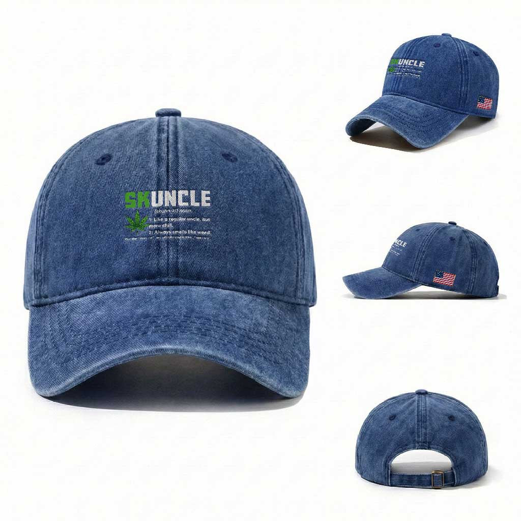 Funny Uncle Weed Smoker Washed Cotton Baseball Cap Skuncle Definition Funny Weed Pot Cannabis Marijuana
