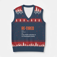 Funny Retirement V-Neck Knit Sweater Vest Re-tired Retired Definition Gag Gift Orange