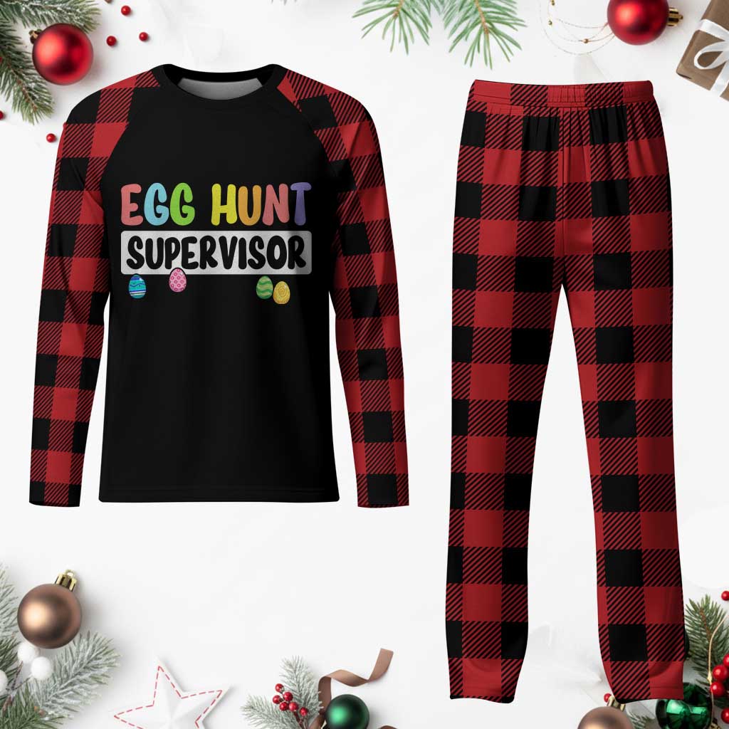 Easter Egg Hunt Supervisor Plaid Pajama Set Funny Mom Dad - Wonder Print Shop