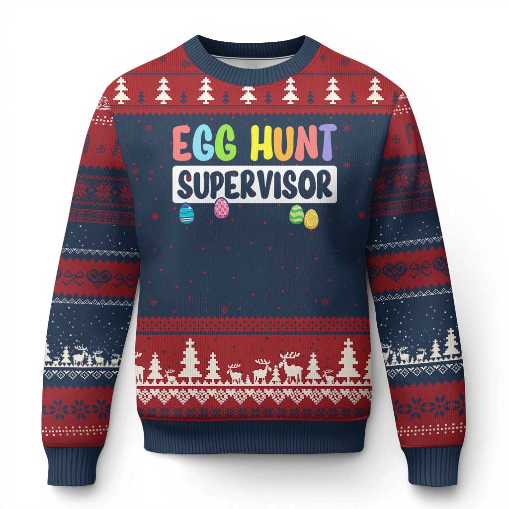 Easter Egg Hunt Supervisor Ugly Christmas Sweater Funny Mom Dad - Wonder Print Shop