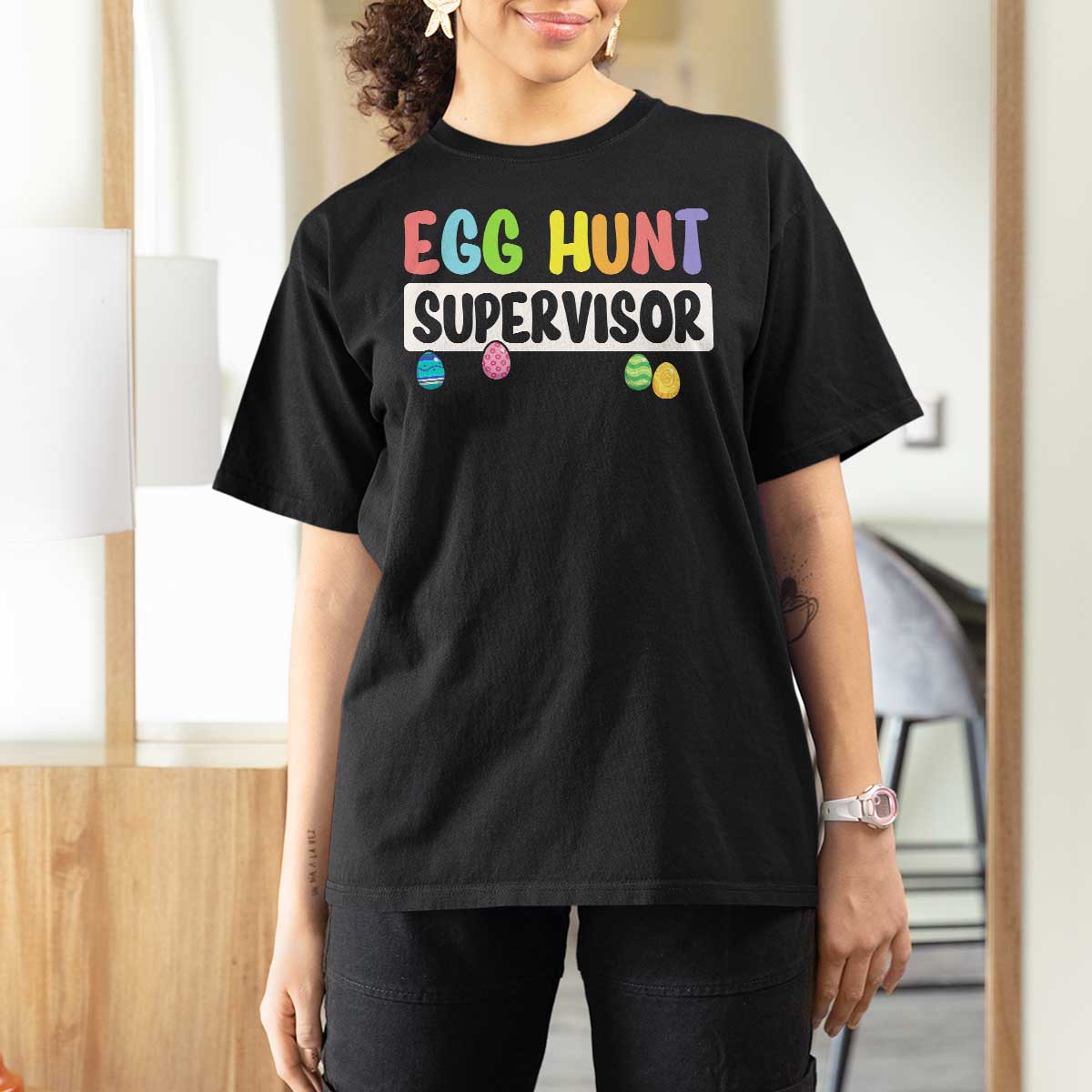 Easter Egg Hunt Supervisor T Shirt For Women Funny Mom Dad - Wonder Print Shop