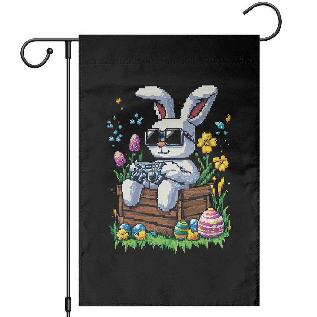 Gamer Rabbit Garden Flag Cute Bunny Gaming Eggs Video Games Easter Pixel Garden - Wonder Print Shop